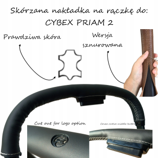Šnurovaný kožený poťah na rukoväť kočíka Cybex Priam 2, pravá koža